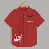 Garba Night Celebration Dance Print Personalized Kids Shirt - RED - 0 - 6 Months Old (Chest 23")
