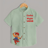 Garba Night Dandiya Boy Cartoon Print Personalized Kids Shirt - MINT GREEN - 0 - 6 Months Old (Chest 23")