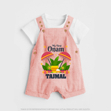 My First Onam Festive Nilavilakku & Banana Leaf Dungaree - PEACH - 0 - 5 Months Old (Chest 18")