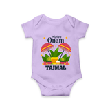 My First Onam Festive Nilavilakku & Banana Leaf Romper - LILAC - New Born (Chest 14")