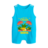 My First Onam Festive Nilavilakku & Banana Leaf Button Romper