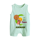 My First Onam Mahabali Celebration Button Romper - MINT GREEN - New Born (Chest 18")