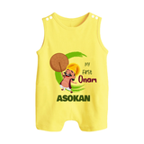 My First Onam Mahabali Celebration Button Romper - PASTEL YELLOW - New Born (Chest 18")