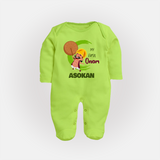 My First Onam Mahabali Celebration Full Body Suit - LIME GREEN - New Born (Chest 7.5")