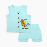 My First Onam Mahabali Celebration Jabla Shorts Set - BABY BLUE - 0 - 3 Months Old (Chest 9.8")
