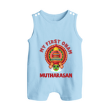 My First Onam Kathakali Heritage Button Romper - BABY BLUE - New Born (Chest 18")