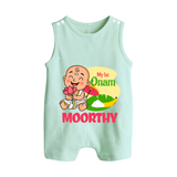 My First Onam Little Krishna Celebration Button Romper - MINT GREEN - New Born (Chest 18")