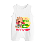My First Onam Little Krishna Celebration Button Romper - WHITE - New Born (Chest 18")