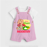 My First Onam Little Krishna Celebration Dungaree - BABY PINK - 0 - 5 Months Old (Chest 18")