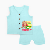 My First Onam Little Krishna Celebration Jabla Shorts Set - BABY BLUE - 0 - 3 Months Old (Chest 9.8")