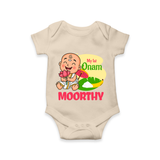 My First Onam Little Krishna Celebration Romper - IVORY - New Born (Chest 14")