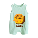My First Onam Kerala Snake Boat Button Romper - MINT GREEN - New Born (Chest 18")