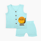 My First Onam Kerala Snake Boat Jabla Shorts Set - BABY BLUE - 0 - 3 Months Old (Chest 9.8")