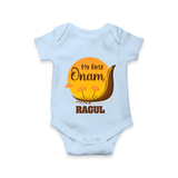 My First Onam Kerala Snake Boat Romper - BABY BLUE - New Born (Chest 14")