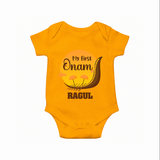 My First Onam Kerala Snake Boat Romper - CHROME YELLOW - New Born (Chest 14")