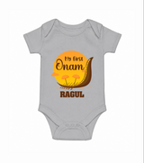 My First Onam Kerala Snake Boat Romper - GREY - New Born (Chest 14")