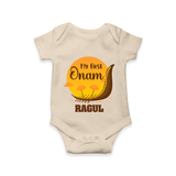 My First Onam Kerala Snake Boat Romper - IVORY - New Born (Chest 14")