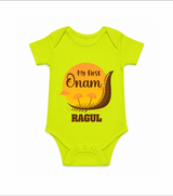 My First Onam Kerala Snake Boat Romper - LIME GREEN - New Born (Chest 14")