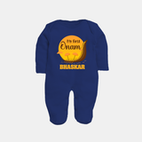 My First Onam Kerala Snake Boat Full Body Suit - NAVY BLUE - New Born (Chest 7.5")