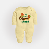 My First Onam Kathakali & King Mahabali Full Body Suit - PASTEL YELLOW - New Born (Chest 7.5")