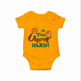 My First Onam Kathakali & King Mahabali Romper - CHROME YELLOW - New Born (Chest 14")