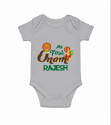 My First Onam Kathakali & King Mahabali Romper - GREY - New Born (Chest 14")
