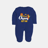 My First Onam Kathakali & King Mahabali Full Body Suit - NAVY BLUE - New Born (Chest 7.5")