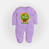My First Onam Kerala Heritage Emblem Full Body Suit - LILAC - New Born (Chest 7.5")