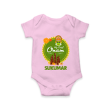 My First Onam Kerala Heritage Emblem Romper - BABY PINK - New Born (Chest 14")