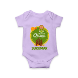 My First Onam Kerala Heritage Emblem Romper - LILAC - New Born (Chest 14")