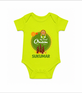 My First Onam Kerala Heritage Emblem Romper - LIME GREEN - New Born (Chest 14")