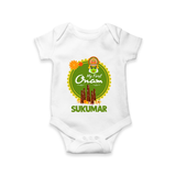 My First Onam Kerala Heritage Emblem Romper - WHITE - New Born (Chest 14")