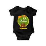 My First Onam Kerala Heritage Emblem Romper - BLACK - New Born (Chest 14")