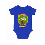 My First Onam Kerala Heritage Emblem Romper - COBALT BLUE - New Born (Chest 14")