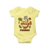 My First Onam Kerala Festival Icons Romper - PASTEL YELLOW - New Born (Chest 14")