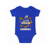 My First Onam Kerala Festival Icons Romper - COBALT BLUE - New Born (Chest 14")