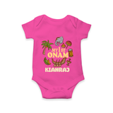 My First Onam Kerala Festival Icons Romper - HOT PINK - New Born (Chest 14")