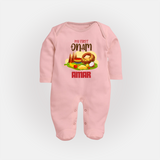 My First Onam Sadhya Feast Full Body Suit - BABY PINK - New Born (Chest 7.5")