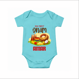 My First Onam Sadhya Feast Romper - ARCTIC BLUE - New Born (Chest 14")