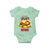 My First Onam Sadhya Feast Romper - MINT GREEN - New Born (Chest 14")