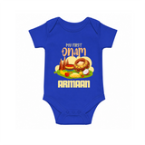 My First Onam Sadhya Feast Romper - COBALT BLUE - New Born (Chest 14")
