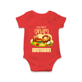 My First Onam Sadhya Feast Romper - RED - New Born (Chest 14")