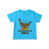 Kerala Snake Boat Festival T Shirt - SKY BLUE - 0-5 Months Old (Chest 17")