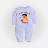Little Pookalam Celebration Full Body Suit - BABY BLUE - New Born (Chest 7.5")