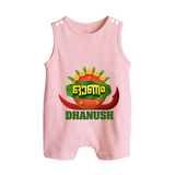 Traditional Onam Thiruvonam Emblem Button Romper - BABY PINK - New Born (Chest 18")