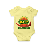 Traditional Onam Thiruvonam Emblem Romper - PASTEL YELLOW - New Born (Chest 14")