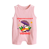 Royal Onam Feast Celebration Button Romper - BABY PINK - New Born (Chest 18")