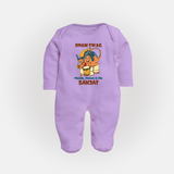 Onam Swag Chenda Melam Full Body Suit - LILAC - New Born (Chest 7.5")