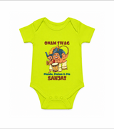 Onam Swag Chenda Melam Romper - LIME GREEN - New Born (Chest 14")