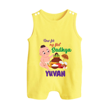 My First Onam Sadhya Celebration Button Romper - PASTEL YELLOW - New Born (Chest 18")